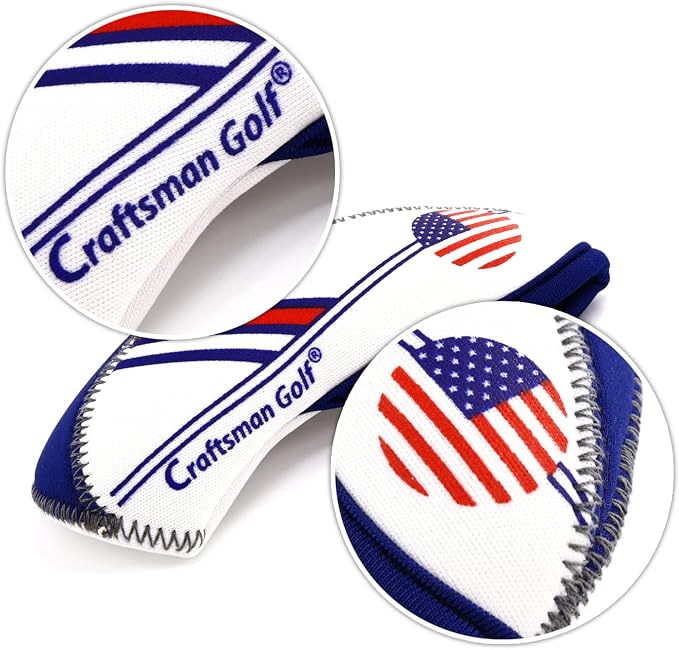 Craftsman Golf US Flag Neoprene Golf Club Head Cover Wedge Iron Protective Headcover for Callaway, Ping, Taylormade, Cobra, Etc.