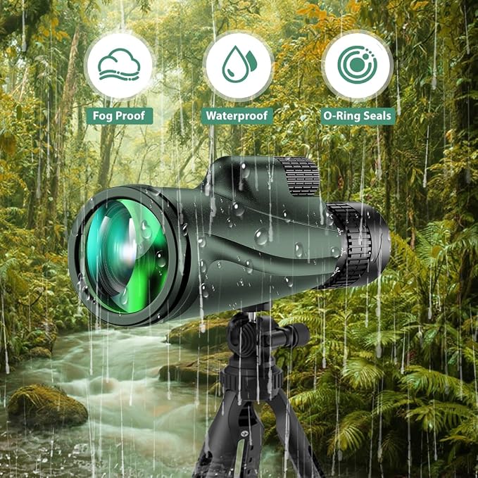Monocular Telescope 80 x 100 High Powered Monoculars for Adults with Tripod, Monocular for Smartphone Suitable for Bird Watching Larger Vision Monoculars for Adults with BAK4 Prism & FMC Lens Green