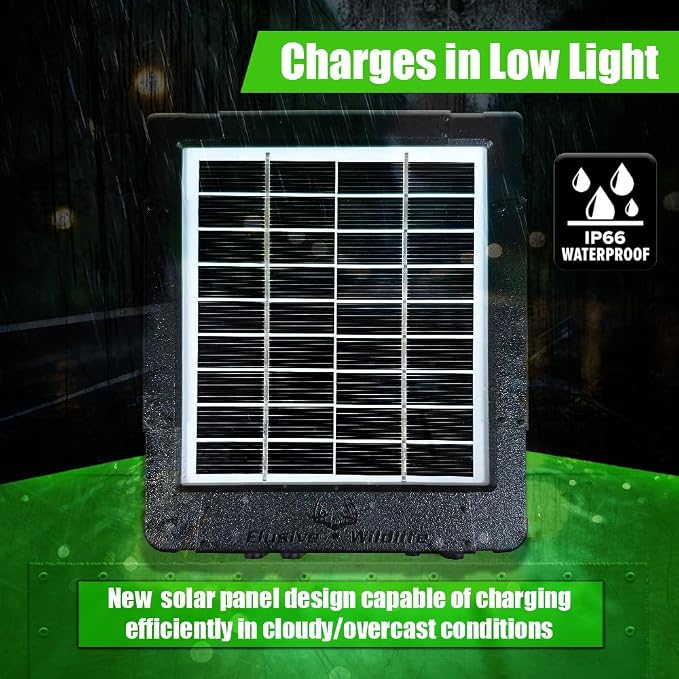 Elusive Wildlife Reaktor Universal Solar Power Pack for Security Camera, Trail Camera, Game Camera Compact Solar Panel with Rechargeable Battery & Mounting Bracket for Hunters 3 watt Panel, 12V, 6V