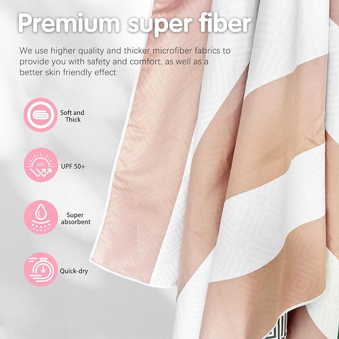 PY SUPER MODE 2 Pack Beach Towel - 75 x 35 inches Quick Dry Microfiber Beach Towels Oversized, Lightweight Soft and Absorbent Bath Towel Suitable for Swimming Pool Camping for Kids & Adults