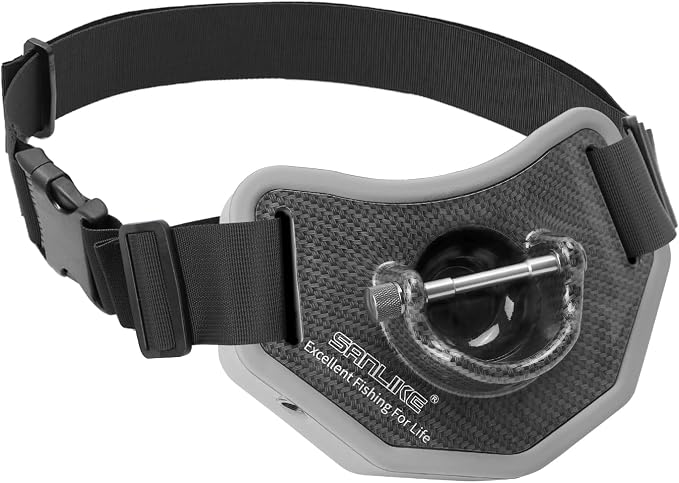 SANLIKE Fishing Belt Rod Holder,Adjustable Fishing Fighting Waist Belt with EVA Padded Plastic Material Fishing Belt,360 Degree Adjustable (Grey)