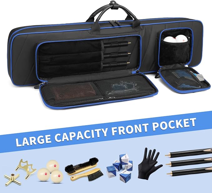 BOSSTIN Pool Cue Case, 3x4 / 5x5 Pool Stick Billiard Cue Accessories Soft Padded Bag Case