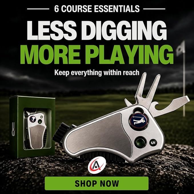 Golfer's Best Tool – 6-in-1 Golf Multitool | Fathers Day Gift | Stroke Counter, Divot Repair, Brush, Ball Marker, Cleat Tightener, Club Cleaner | Compact Golf Gift & Souvenir