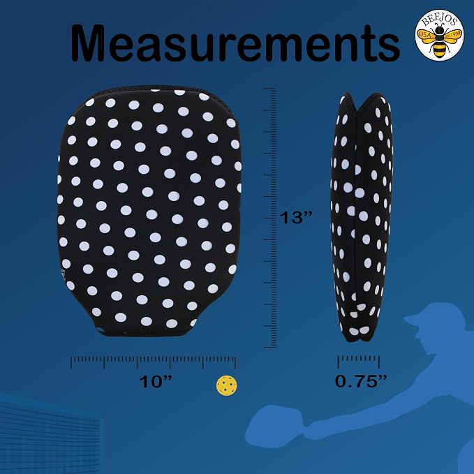 BeeJos Women's Polka Dot Collections: Premium Slip-On Pickleball Paddle Cover-Fits Standard Size Paddles-Zipperless (Paddle not Included) 6 Color Variations