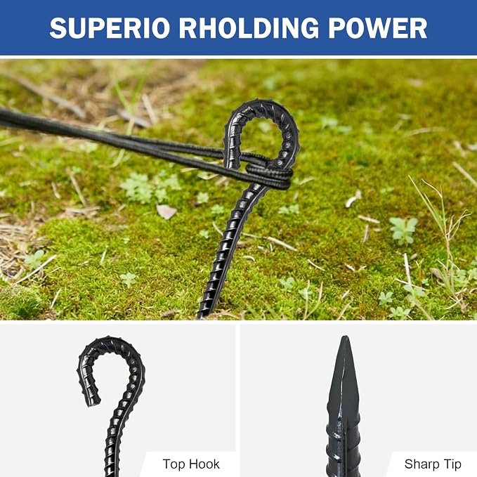 4 Pack Rebar Stakes - 5/8 Diameter Heavy Duty Metal Stakes with Chisel Point Ends, Ground Stakes for Yard and Camping, Tree Stakes Supports