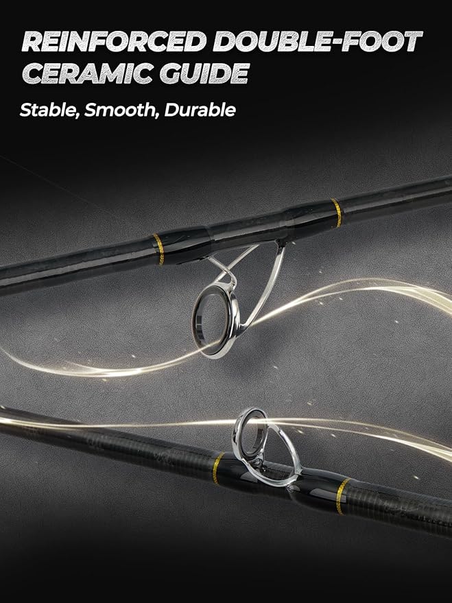 Jenseits Carbon Fiber Fishing Rod Series (6-12 Ft), Spinning & Casting Rods with Stainless Steel Ceramic Guides, Fast Action Fishing Pole for Bass, Trout, Walleye & Surf Fishing