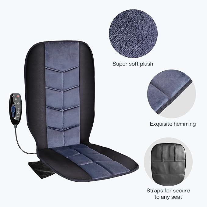 CILI Massage Chair Pad,Back Massager with Heat,Massage Seat Cushion with 10 Vibration Motors,30-60-90 Minutes Heating Options,Chair Massager for Office Chair, Home Office Use, Relaxation Gift