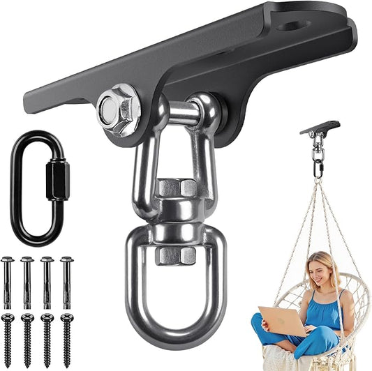 Dolibest Heavy Duty Swing Hanger,Ceiling Mount Swing Hook,One-Piece Design Base, Swing Set Hardware for Punching Bag, Boxing, Hammock Chair, Yoga Swing, Porch Swing (360° +180° Rotation)