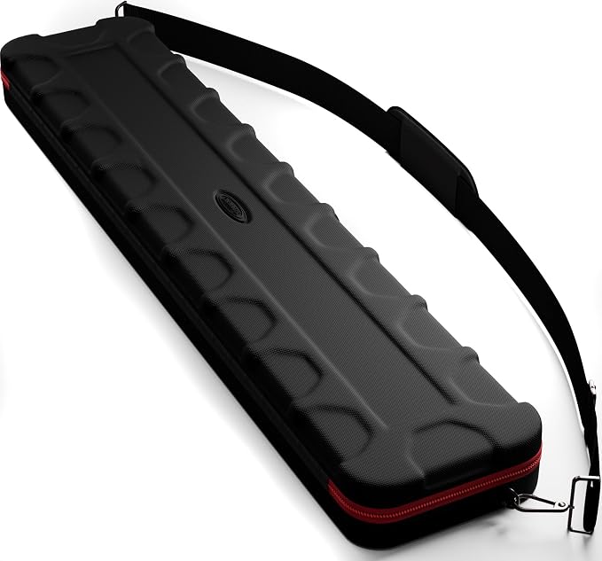 Casemaster Parallax Guard 2x2 Billiard Cue Case, Holds 2 Butts and 2 Shafts, Foam-Padded Pool Stick Case, Water-Resistant 600D Oxford, Zippered Pockets, Rubberized Handle