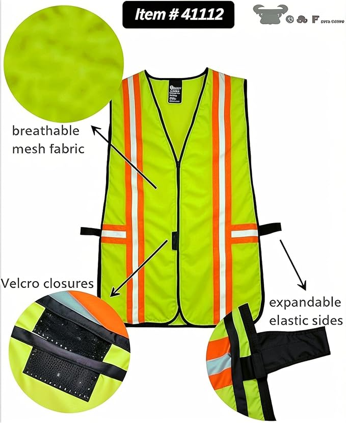 G & F Products High Visibility Reflective Safety Vest, One Size, Machine Washable Work Vest for Jobsite Safety
