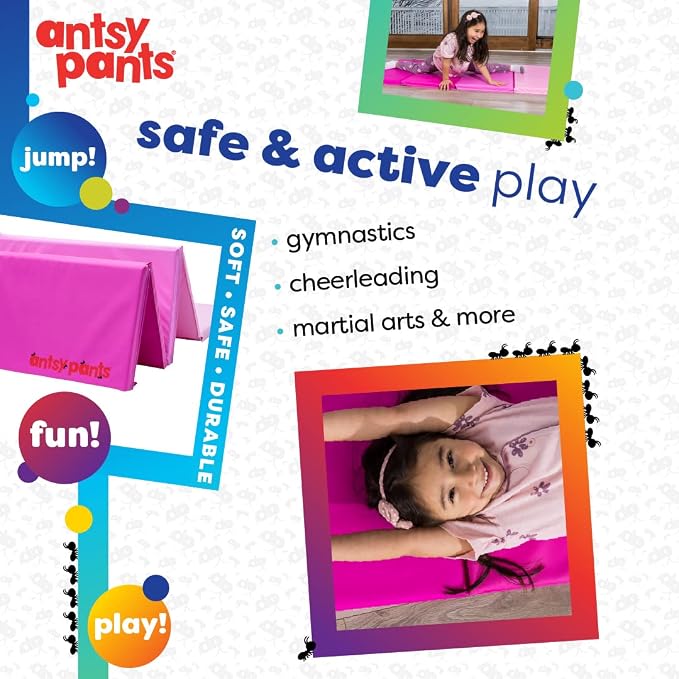 Antsy Pants Tumbling Mat for Kids – Gymnastics Mat, Easy to Clean, Sturdy, Foldable Tumbling Mats, Padded, Lightweight, Portable, Gymnastics Equipment for Active Play