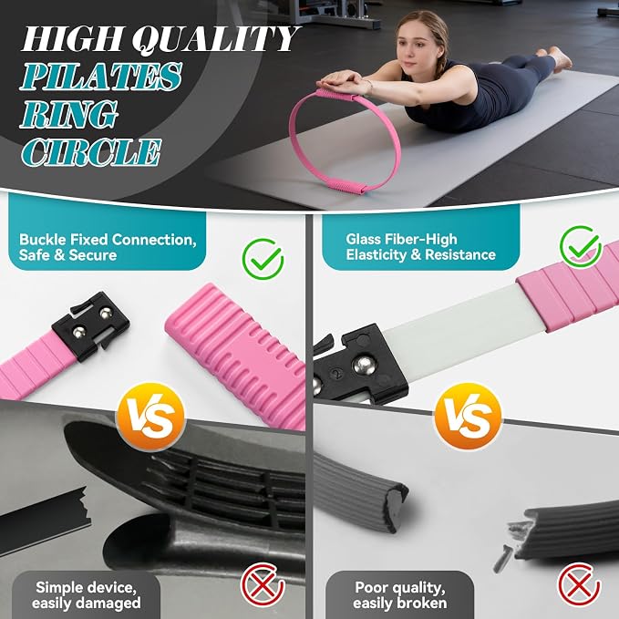 SUBCULTUREPICK Pilates Ring, Silicone Magic Pilates Rings, Lightweight & Durable Flexible Fitness Circle Exercise Equipment for Toning Arms, Thighs,Legs, Core,Yoga & Physical Therapy