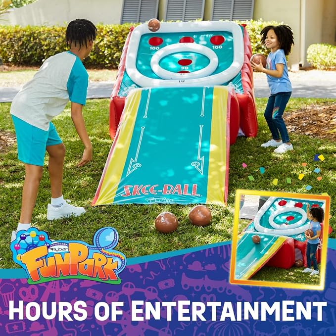 Flybar FunPark Giant Inflatable Skee-Ball Game, 11 Ft Backyard Outdoor Games for Kids & Adults, 4 Balls & Electric Air Pump Included, Yard Games Carnival Game for Family, Indoor Outdoor Party, Ages 6+