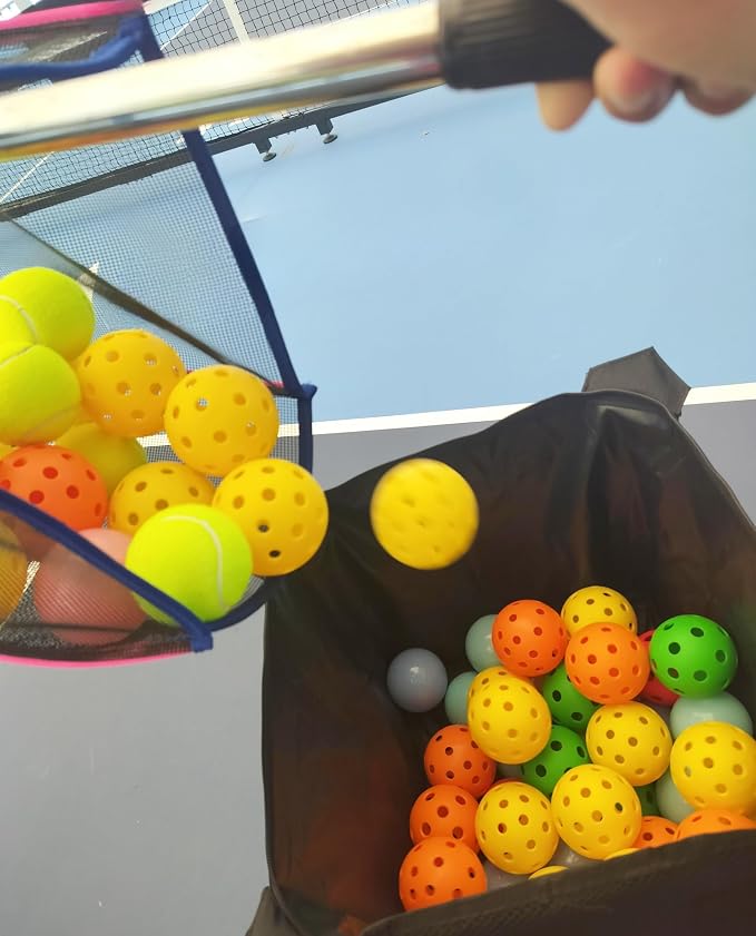 40- Pickleball Capacity Ball Pick-Up Collector - Large-Capacity Hopper for Tennis/Baseball, Hollow Container, No-Bend Training Storage Tool