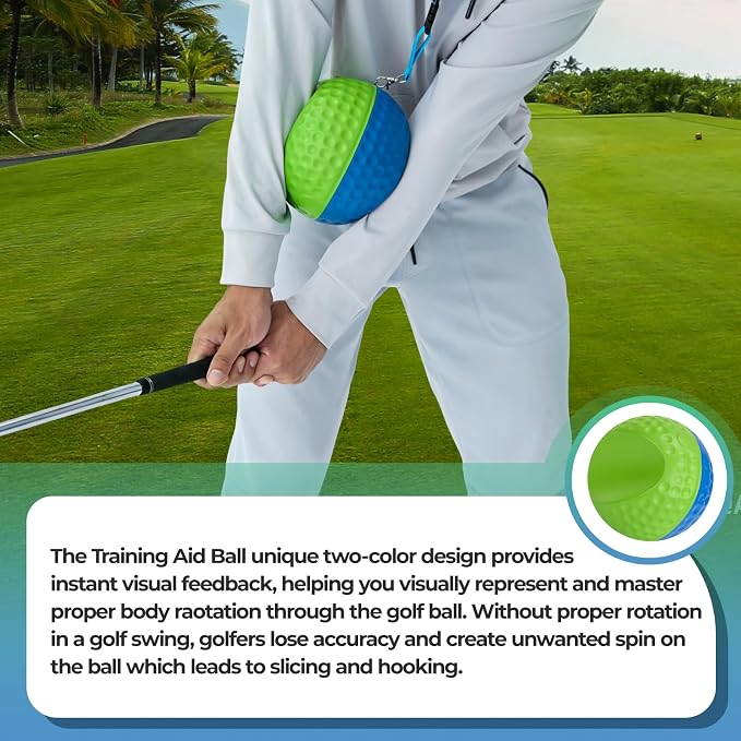 Golf Training Aid Ball for Impact Precision & Consistent Swings - Master Body Connection to Fix Slicing, Scooping & Chicken Wing | Simple and Effective Golf Training Tool