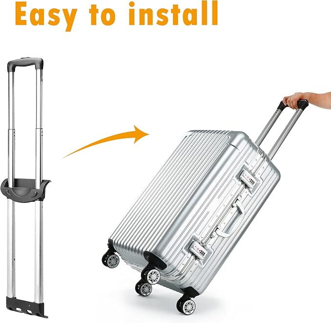 RDEXP Stretchable Length Travel Luggage Telescopic Handle Replacement Spare Part Suitcase Pull Drag Rod G003 20inch Black Silver