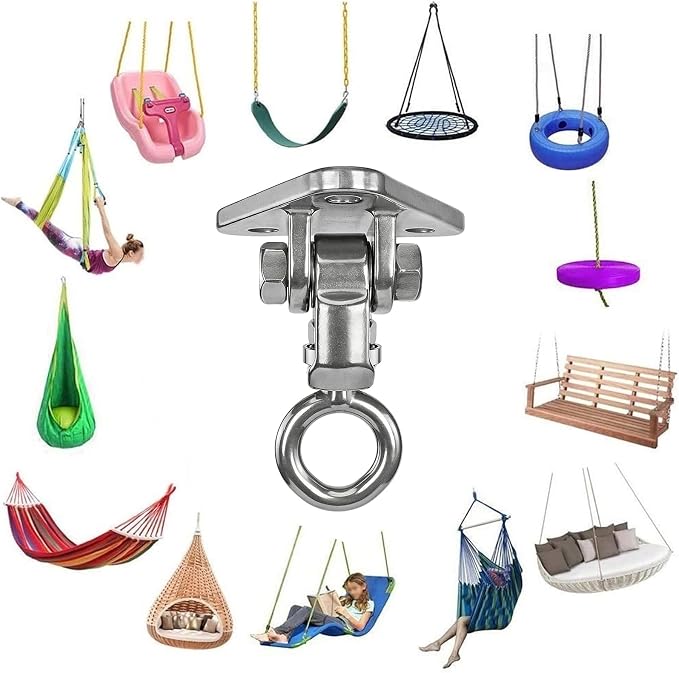 Heavy Duty Swing Hangers Kit, Hanging Snap Hooks Screws Bolt, Swing Set Bracket for Playground Porch Patio Yoga Seat Indoor Outdoor Ceiling Mount