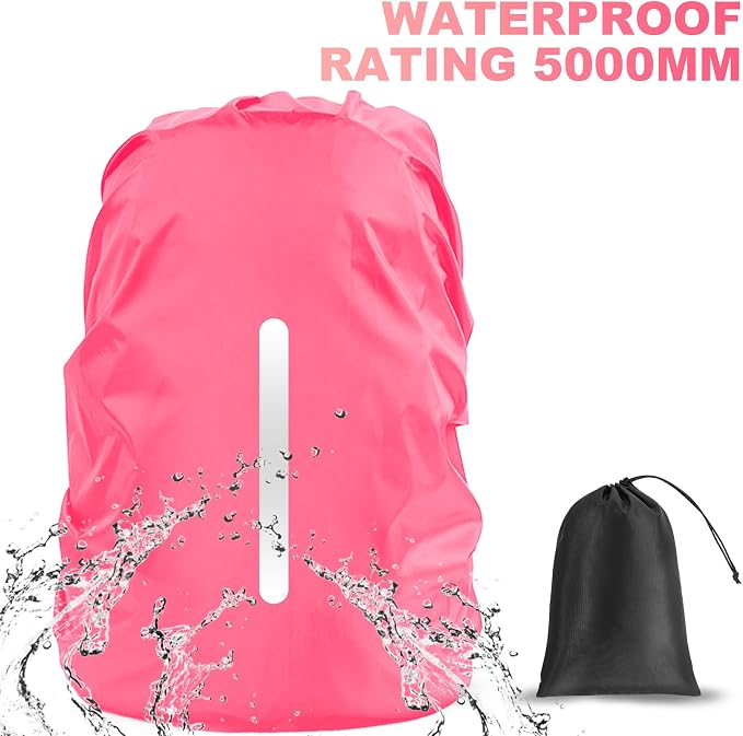 LAMA Waterproof Backpack Rain Cover, Reflective Rucksack Rain Cover for Anti-Dust/Anti-Theft/Bicycling/Hiking/Camping/Traveling/Outdoor Activities,L Size (for 45L-55L Backpack), 1 Pcs Pink