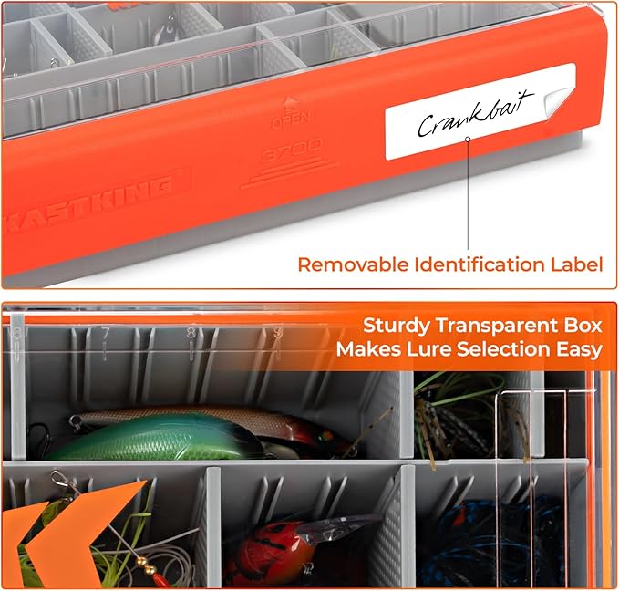 KastKing HyperSeal Waterproof Tackle Box, 3700 Deep Tackle Trays, Fishing Tackle Box Organizer With Removable Dividers, Fishing Gear & Fishing Accessories Storage, 1 Pack