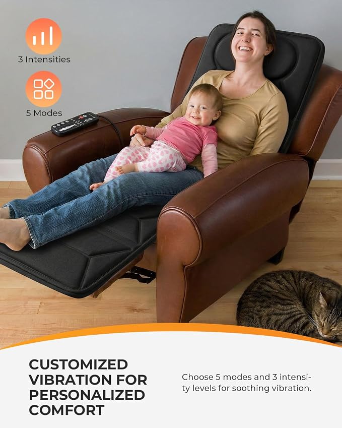 CooCoCo Upgraded Full Body Massage Mat with Enhanced Heat, 10 Motors Vibration Back Massager Pad for Bed Sofa Recliner, 3 Heating Zones, Gifts for Mom Dad, 66.5''x17.3''