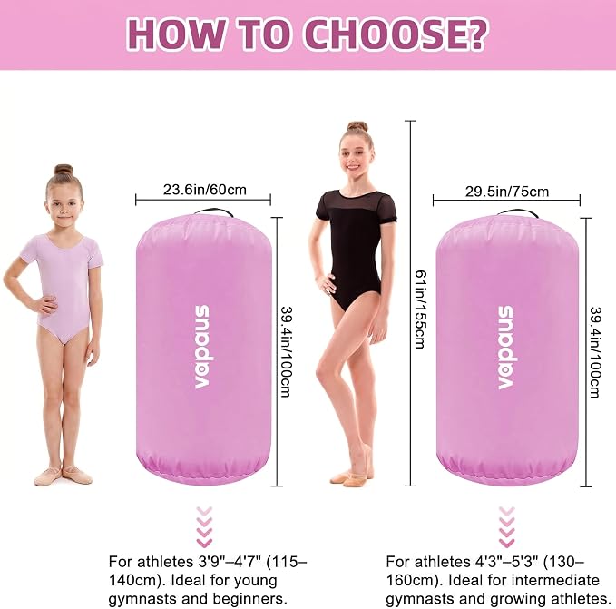 Vapaus Gymnastics Air Barrel Inflatable Tumbling Roller Mat Back Handspring Trainer Air Roller Tumbler Octagon Barrel Gymnastics Equipment for Tumble Track Cheerleading Yoga Training Durable AntiSlip Double Seal Without Pump