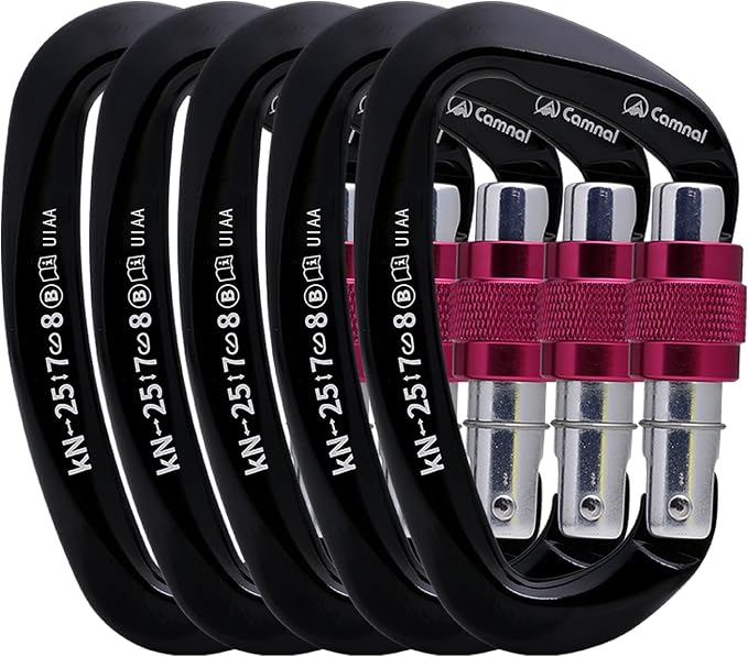 Heavy Duty Carabiner UIAA Certified Locking Carabiner 25KN (About 5620 lbs) Screw Lock Carabiner D Shape Carabiner Clip for Rock Climbing, Mountaineer, Aerial Work