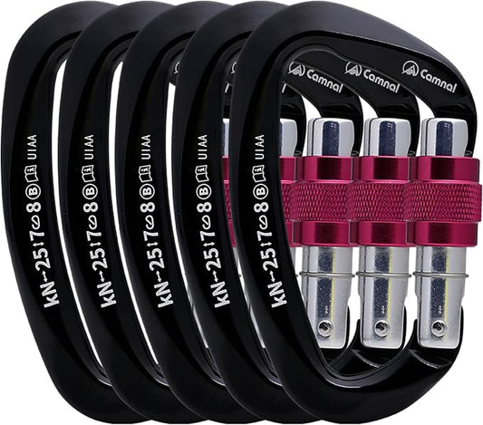 Heavy Duty Carabiner UIAA Certified Locking Carabiner 25KN (About 5620 lbs) Screw Lock Carabiner D Shape Carabiner Clip for Rock Climbing, Mountaineer, Aerial Work