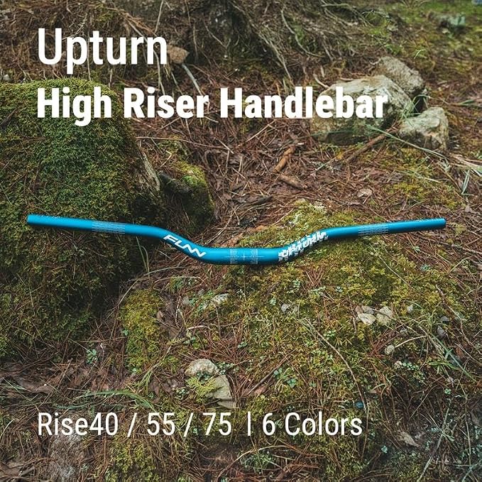 Funn Upturn High-Rise Mountain Bike Handlebar with Bar Clamp 31.8mm and Width 785mm, Durable and Lightweight Alloy Riser Handlebar for MTB and BMX Bike, Rise 55mm MTB Handlebar (Green)