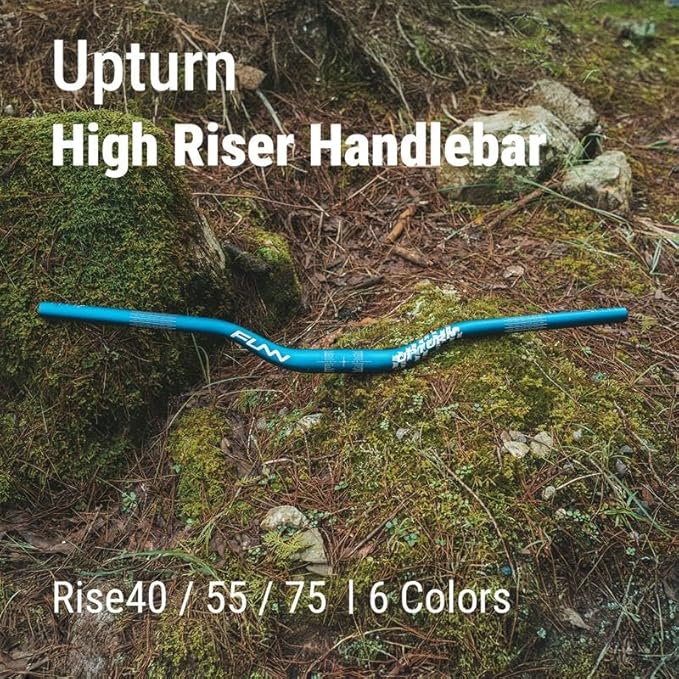 Funn Upturn High-Rise Mountain Bike Handlebar with Bar Clamp 31.8mm and Width 785mm, Durable and Lightweight Alloy Riser Handlebar for MTB and BMX Bike, Rise 55mm MTB Handlebar (Blue)