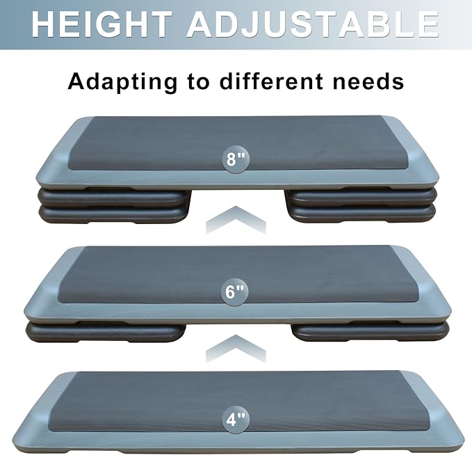 Aerobic Step Platform 30" × 14" Height Adjustable Workout Step for Fitness Strength Training with Risers Exercise Platform for Home Gym