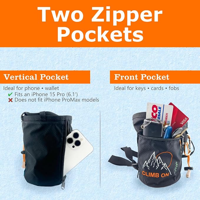 Chalk Bag + Ball for Rock Climbing, Bouldering, Top Rope | Climb On
