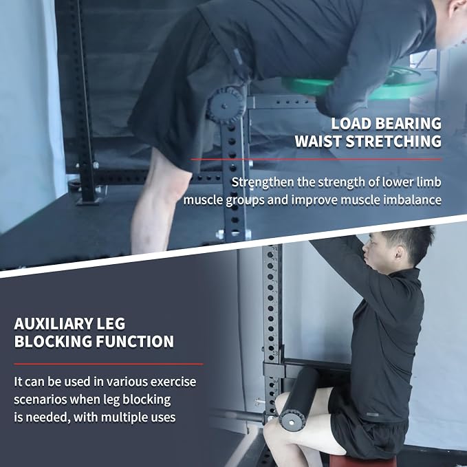Single Leg Squat Roller/Nordic Hamstring Curl for Squat Rack Power Rack Attachments, Bulgarian Split Squat for Workout Esquipment Home Gym Accessories
