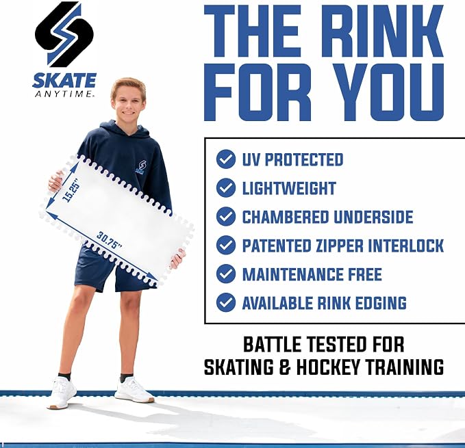 Skate Anytime - Synthetic Ice for Hockey - Skateable Artificial Ice Tiles - Backyard Ice Rink - Expandable