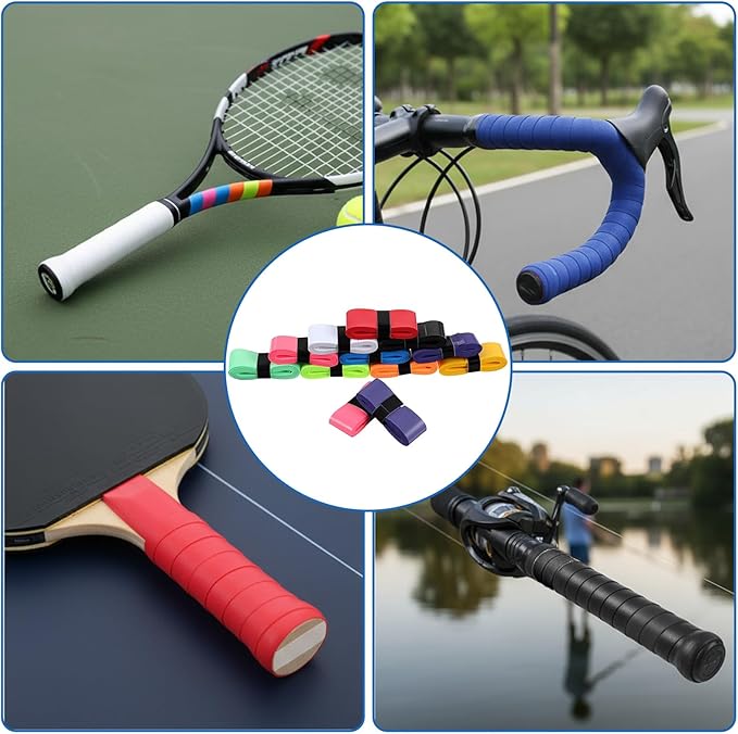100 PCS Tennis Racket Overgrips, 10 Colors Badminton Racket Overgrip Bulk, Soft Tennis Racket Grip Tape, Anti Slip and Absorbent Grip for Badminton Racquet, Fishing Rods, Bike Handlebar