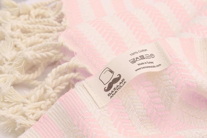 Bazaar Anatolia Turkish Beach Towel – 100% Cotton, Quick Dry, Sand Free Pink Picnic Blanket for Bathroom and Travel – Oversized 71x39 Inches – Arpa Pink