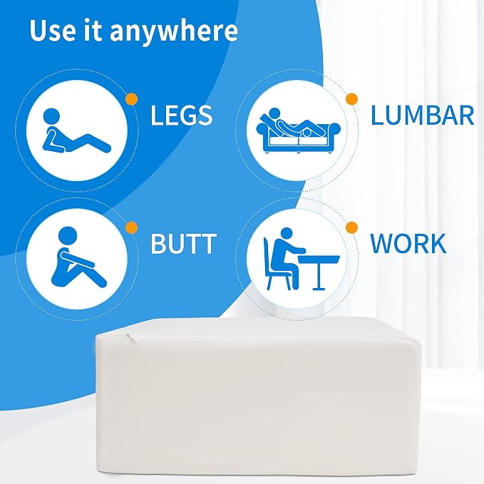 TOPPURE Cube Memory Foam Pillow for Side Sleepers (12"/12"/5" Extra Soft), Cervical Pillow for Neck Pain, Coach Pillow, Travel Pillow, Pillowcase Removeable and Washable, White