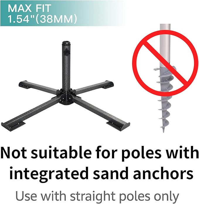 AMMSUN Foldable Portable Beach Umbrella Stand-Portable Patio Umbrella Base Holder,Iron Patio Umbrella Stand for Courtyard,Garden,Beach,Grass (Black)