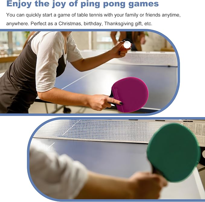 Senston 5-Ply Ping Pong Paddles Set – Premium Wood Table Tennis Set of 4 with 6 Balls & Portable Carry Case – High-Control 2mm Sponge & Ergonomic Non-Slip Grip for Beginners & Family Play