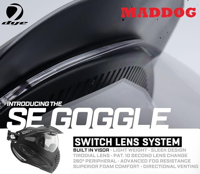 Maddog Dye SE Special Edition Paintball Mask Goggle System | Replaceable SLS Thermal Dual-Pane Anti Fog Lens | Adjustable Full-Face Safety Certified Protection
