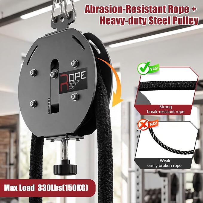 Endless Rope Trainer, Portable Endless Rope Machine for Home Gym Travel, 13FT Continuous Loop,0–66LBS Knob-Adjustable Resistance, Full Body Workout for Back, Arms, Chest, Shoulders, Core
