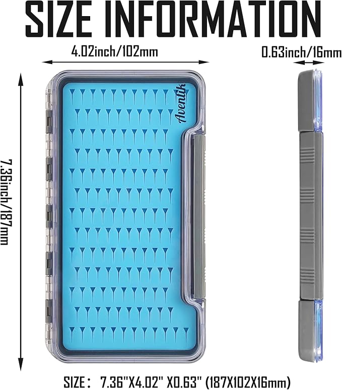 3 PC Fly Fishing Box Silicone Super Slim Waterproof Fly Fishing Tackle Trays Box Best Pocket Storage 7.36"X4.02"X0.63" (Waterproof-Blue Silicone)