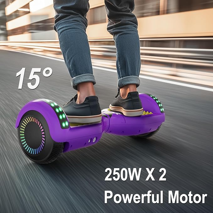 Kids Scooter with Bluetooth Speaker & Corlorful LED Lights, Dual 250W Motor 7.5 Mph Speed, Gifts for All Ages