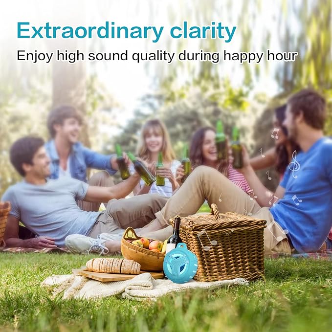 EBODA Waterproof Bluetooth Speaker with LED Light Show, Floating,Portable Wireless 24H Playtime,True Wireless Stereo for Kayak, Pool, Beach, Bike -BLK-BLU