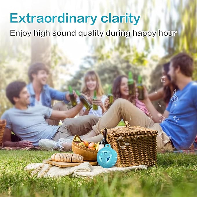 EBODA Waterproof Bluetooth Shower Speaker, IPX7 Floating Portable Wireless Small Speakers, 24H Playtime with RGB Light for Kayak, Beach, Pool Accessories, Gifts for Teen Girl Boys