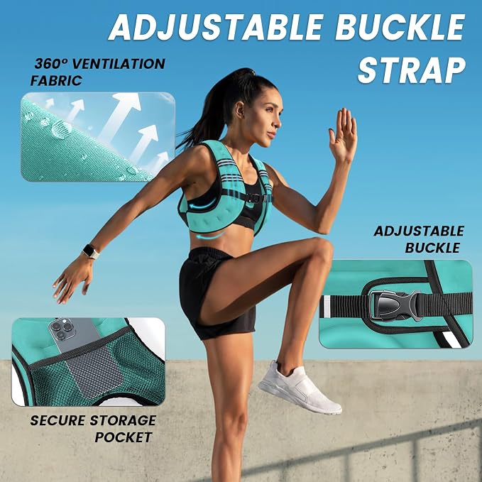 Weighted Vest Woman 6/8/12/16/20/25/30lb Weight Vest for Women Men Body Weight Vests for Walking Strength Training Running Workout Jogging Fitness