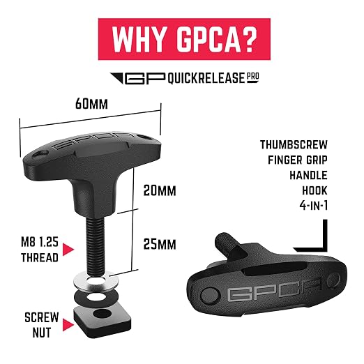 GPCA – Quick Release Tie Down Anchor/T-Handle Thumbscrews M8 25mm Anchor with Screw Nut Jeep Hardtop Removal, Truck Bed Tie Down Anchors Cargo Tie Down & Hooks Jeep Accessories, 2 Pack (Black)