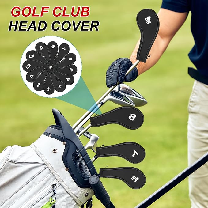 PATIKIL Golf Club Head Cover, Number Golf Club Irons Covers Neoprene Driver Headcover Golf Lovers Gifts