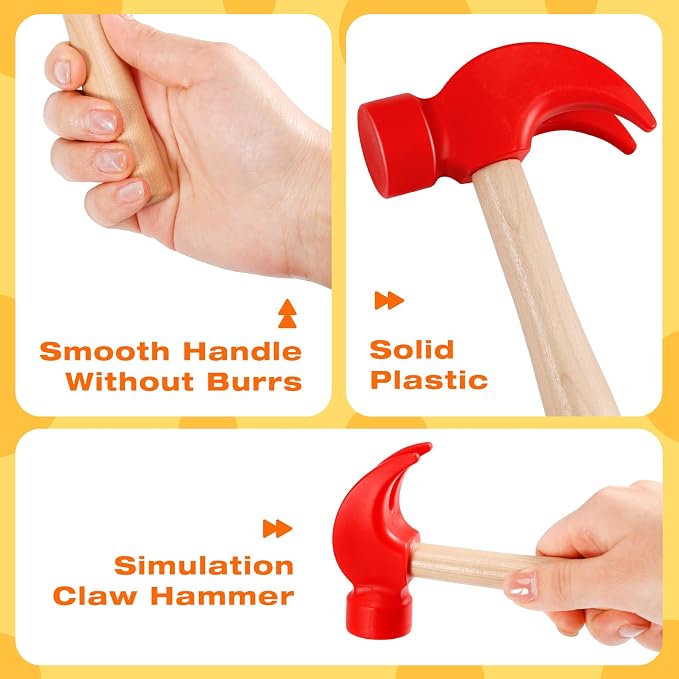 10 Pcs Wooden Hammer, 100 Colorful Wood Golf Tees, Small Plastic Hammers, Simulation Tool, Educational Kids Toy for School, Party Gifts