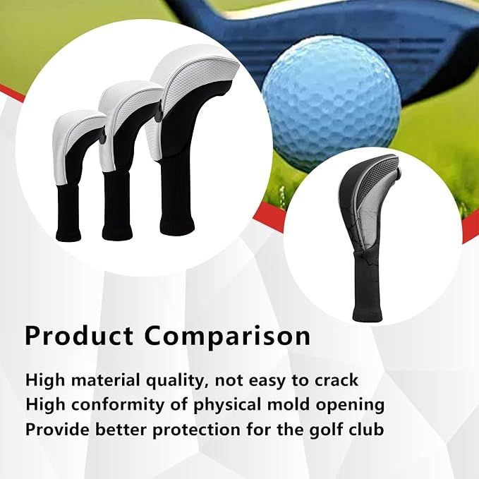 Golf Club Head Covers for Woods 3/4/5/6 Pieces Long Neck Mesh Sports Golf Club Headcovers Set with Interchangeable No. Tags 3 4 5 6 7 X Golf Accessories for Men Women