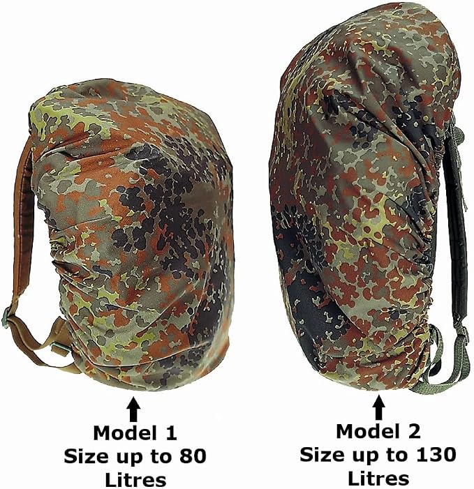 Mil-Tec Flecktarn Rucksack Waterproof Camouflage Cover for Hunting Fishing Backpack size up to 130 Liters
